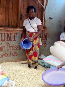 One of the beneficiaries at her business